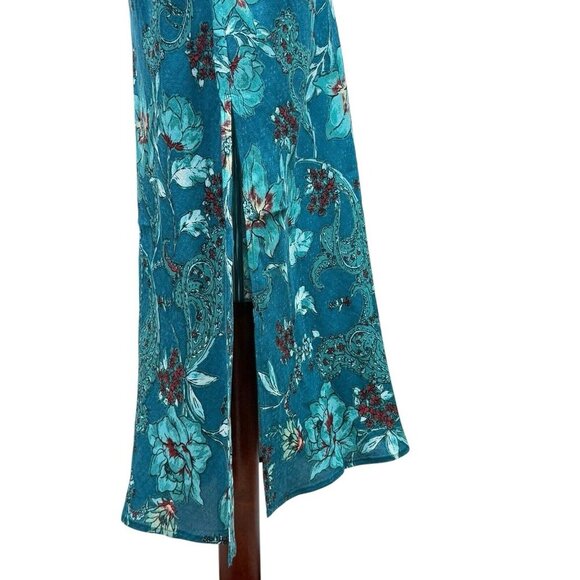 Band Of The Free Audette Teal Floral Halter Midi Dress Women's XS Boho NWT - Picture 6 of 10